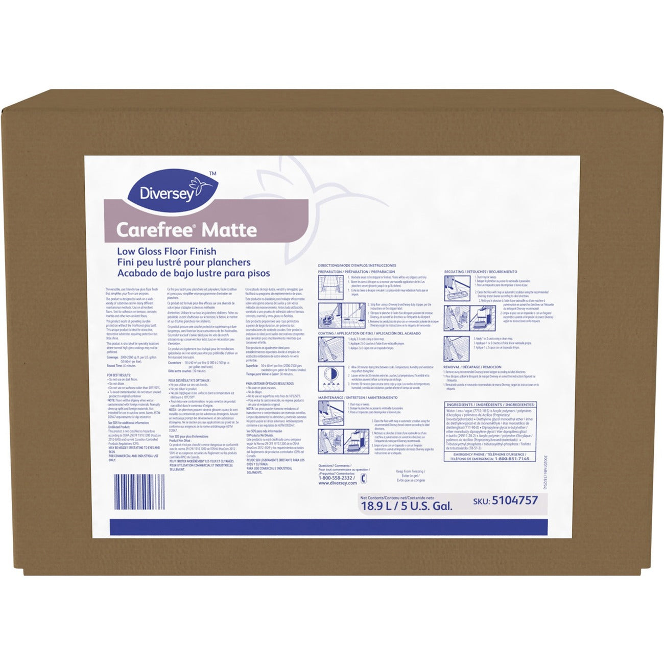 Ready-To-Use - 640 fl oz (20 quart) - Ammonia Scent - Slip Resistant - White - 1 Each