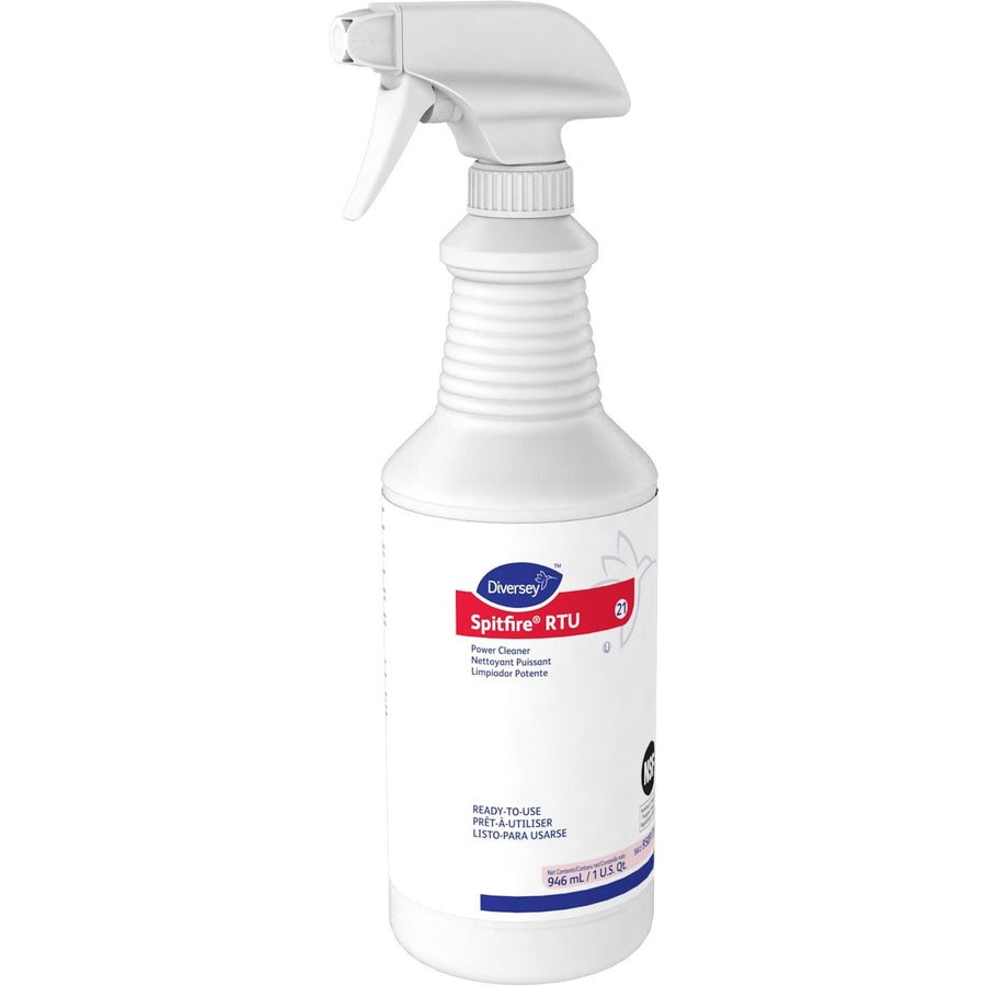 Diversey Spitfire Power Cleaner - Ready-To-Use - 32 fl oz (1 quart) - Fresh Pine Scent - Rinse-free, Residue-free, Kosher, Heavy Duty, Streak-free - Red - 12 / Carton