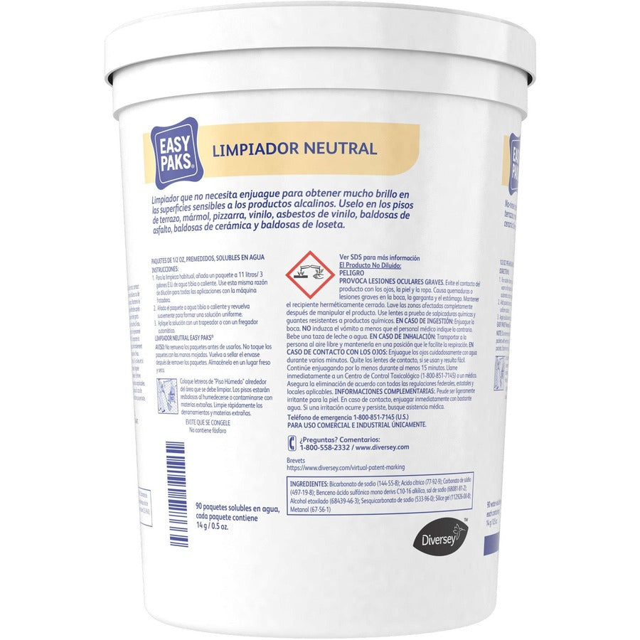 Diversey EasyPaks Neutral Cleaner - Concentrate - 0.50 oz (0.03 lb) to - Pine Forest Scent - Phosphate-free, Rinse-free - Orange - 90/Tub - 1 Each