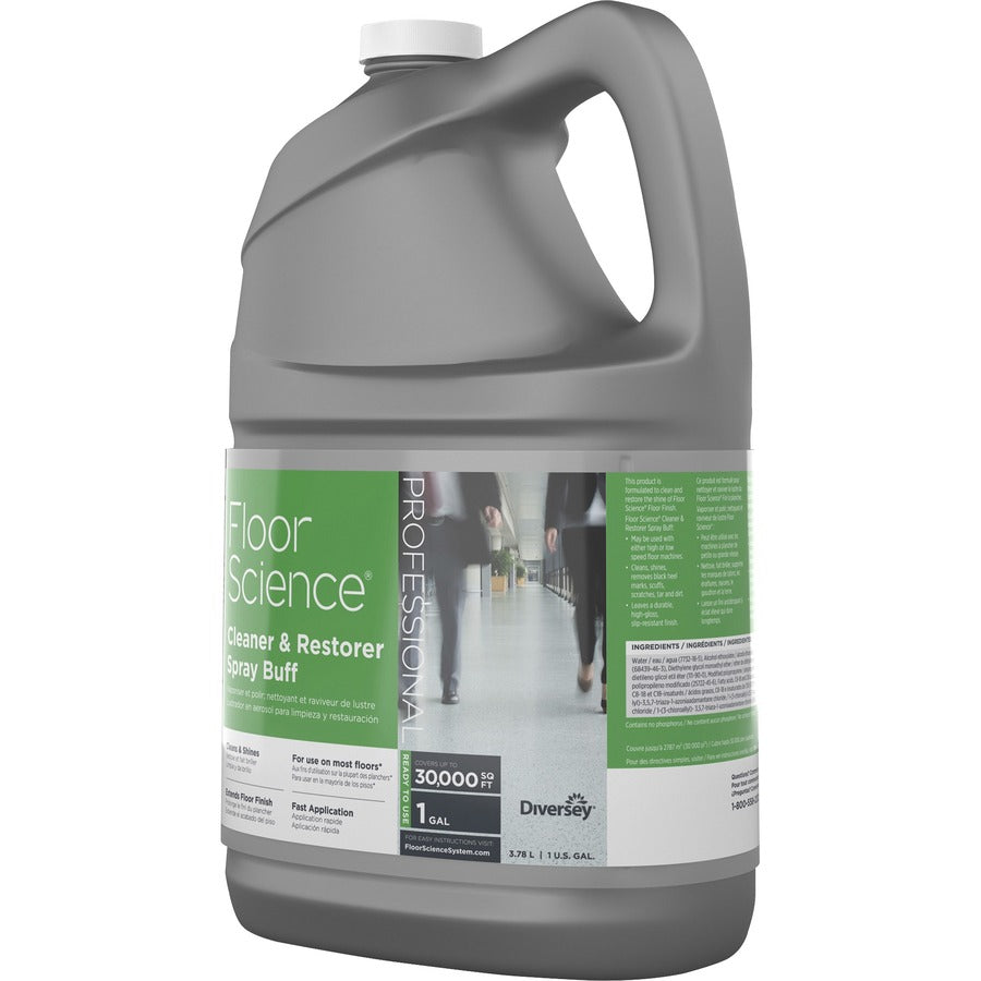 Diversey Floor Science Cleaner Spray Buff - Ready-To-Use - 128 fl oz (4 quart) - Characteristic Scent - Durable - Straw - 1 Each