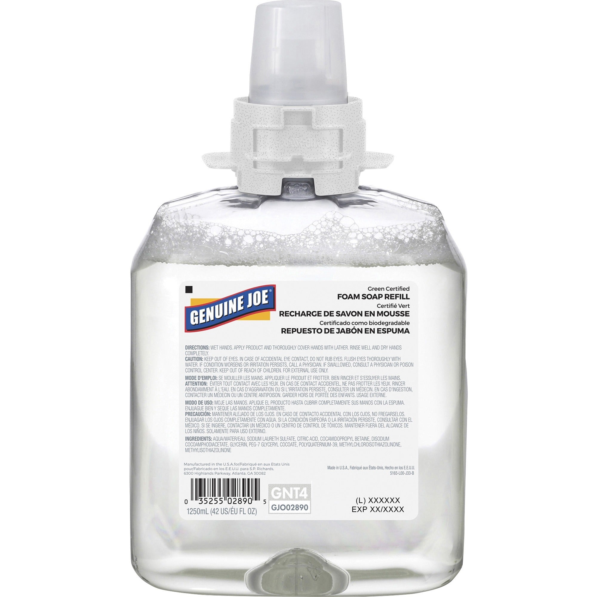 Genuine Joe Green Certified Soap Refill - Fragrance-free Scent - 1.32 quart - Hand, Skin - Clear - 1 Each