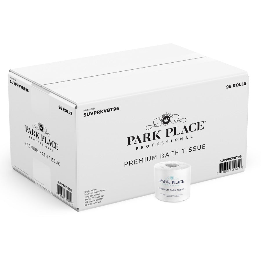 Park Place Double-ply Premium Bath Tissue Rolls - 2 Ply - 420 Sheets/Roll - Embossed Pattern - White - 1 Carton