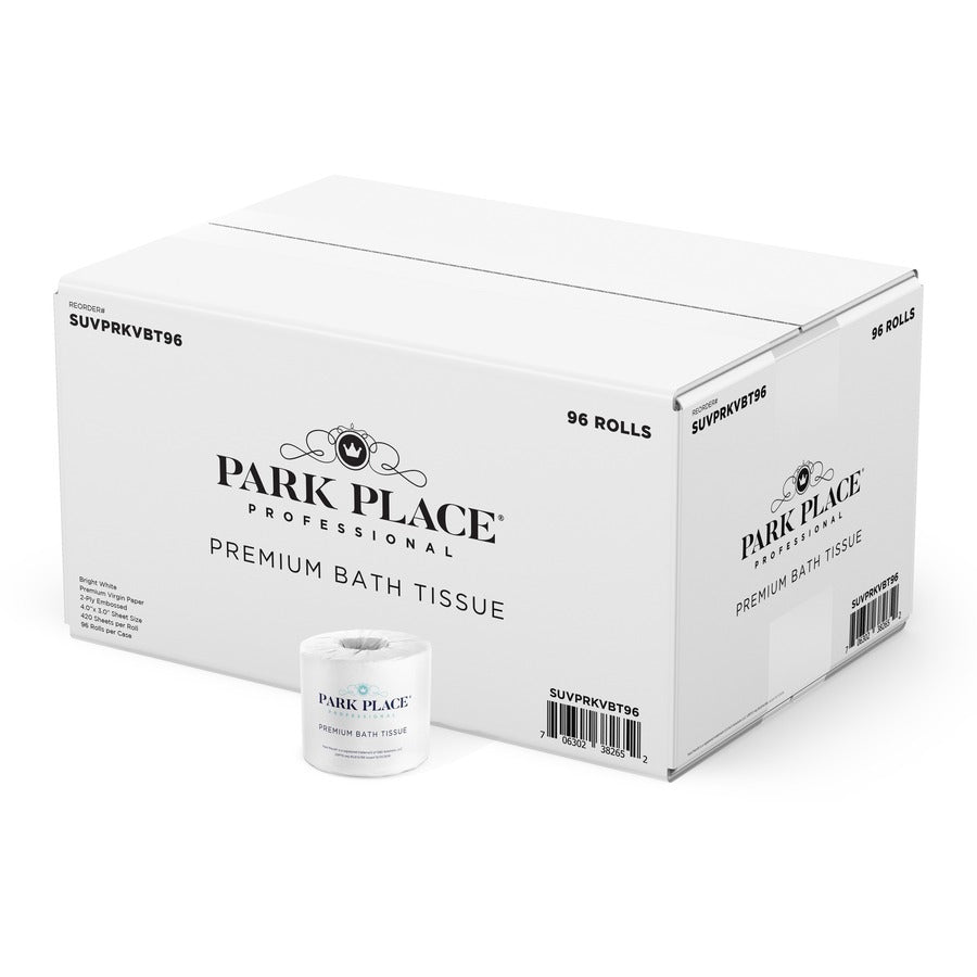 Park Place Double-ply Premium Bath Tissue Rolls - 2 Ply - 420 Sheets/Roll - Embossed Pattern - White - 1 Carton