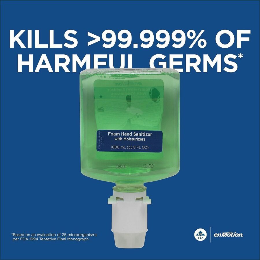 enMotion Hand Sanitizer Foam Refill - 1.06 quart - Kill Germs, Bacteria Remover - Hand - Moisturizing - Green - Quick Drying - 1 Each