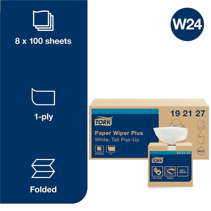 For Multipurpose - Wipe - 16.25" Length x 25" Width - Recommended For: Oil Remover, Grease Remover, Solvent Remover, Spill Remover - Disposable, Absorbent, Durable, Strong - White - 100/Box - 8 / Carton