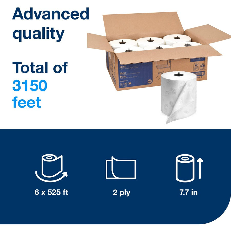 2 Ply - 7.75" Width x 525 ft Length - White - 6 / Carton