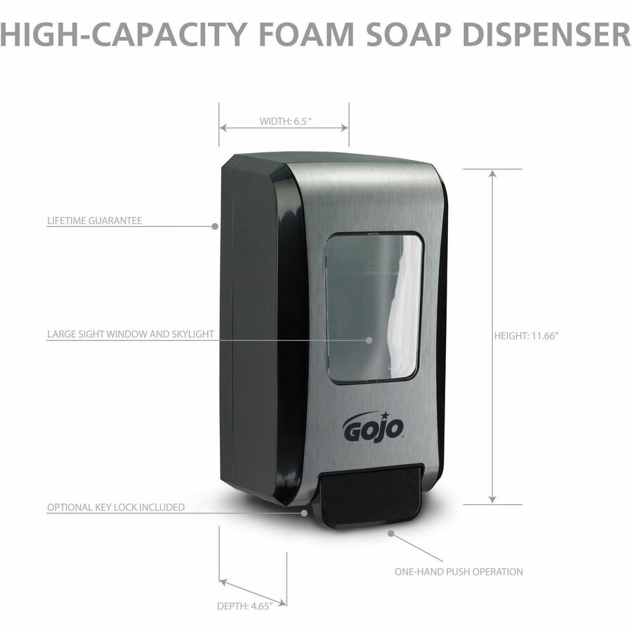 Gojo&reg; Push-Style FMX-20 Foam Soap Dispenser - Manual - 2.11 quart Capacity - Wall Mountable, Durable, Rugged - 1 Each