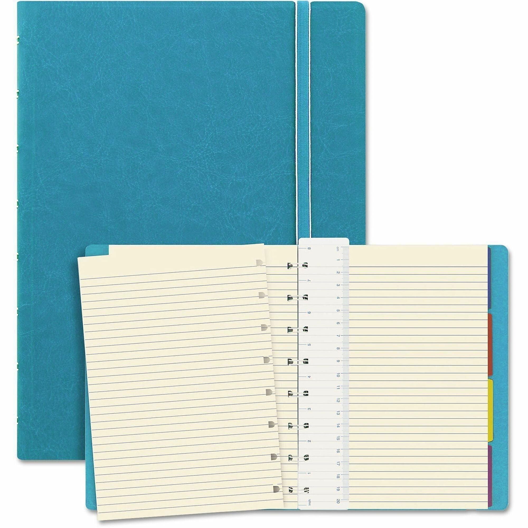 56 Sheets - Twin Wirebound - Ruled Margin - A5 - 8 1/4" x 5 3/4" Sheet Size - Cream Paper - Refillable, Elastic Closure, Storage Pocket, Page Marker, Indexed - Recycled - 1 Each
