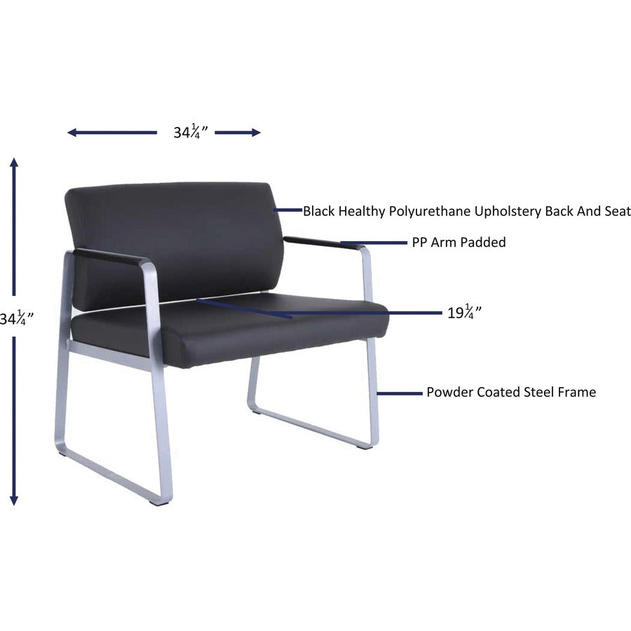 Lorell Healthcare Reception Big & Tall Sled Base Guest Chair