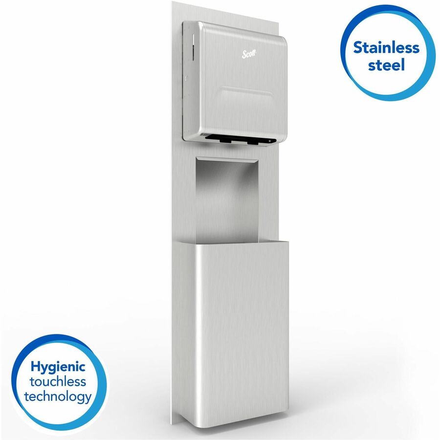 Touchless, Roll Dispenser - 54.5" Height x 11.5" Width x 4" Depth - Stainless Steel - Stainless Steel - Anti-bacterial - 1 Each