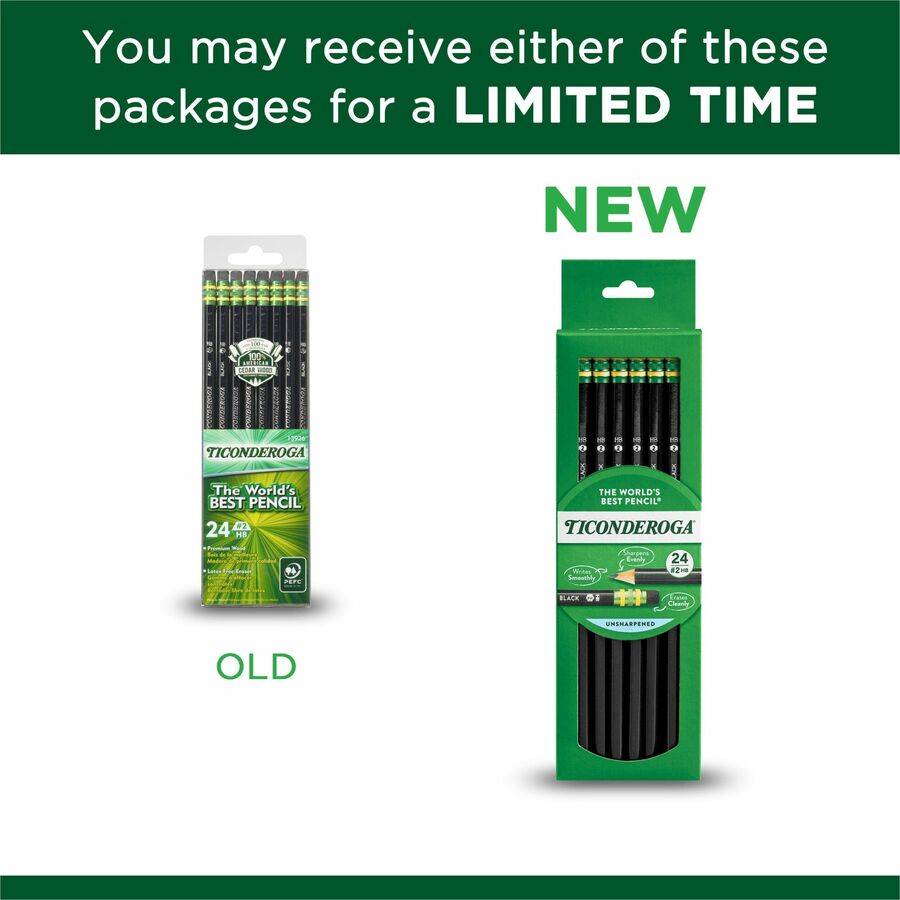 Pencils, #2 Soft, Black, Unsharpened, Pack of 24