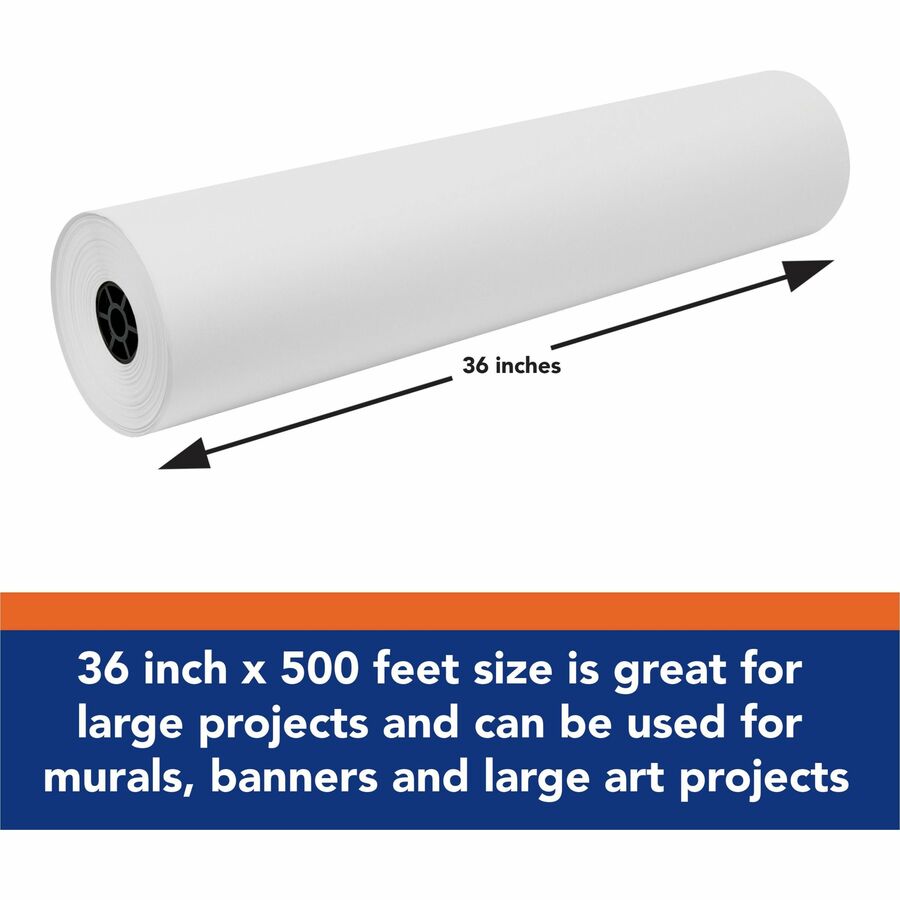Tru-Ray Construction Paper Art Roll - Mural, Art Project, Banner - 36" Width x 500 ft Length - White - Sulphite - 1 Roll