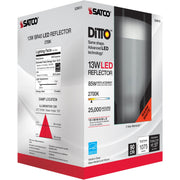 Satco 13W BR40 LED Bulb, 2700K, 1075 Lumens, 85W Equivalent, E26 Base, Dimmable, Frosted White, 103° Beam, 95 CRI, 120V, 1 Each