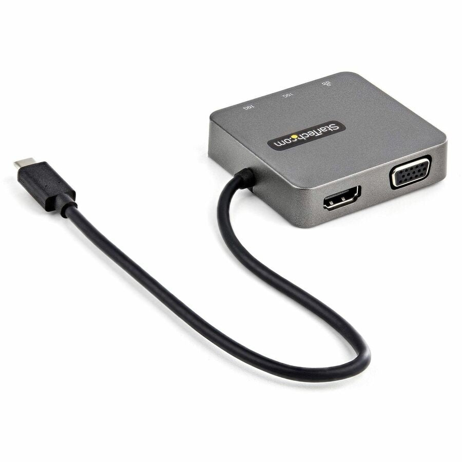 StarTech.com USB-C Docking Station, 1 Display Supported, 4K HDMI & VGA, 2 USB Ports (1 USB 3.0 Type-A, 1 USB Type-C), RJ-45, Thunderbolt, Black, Packaged Quantity: 1