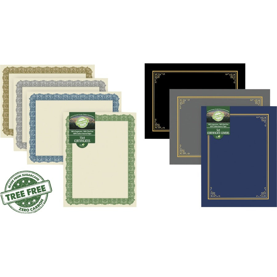 Geographics Tree Free Certificate - 8.5" Width - Multicolor with Green Border - Sugarcane - 15 / Pack