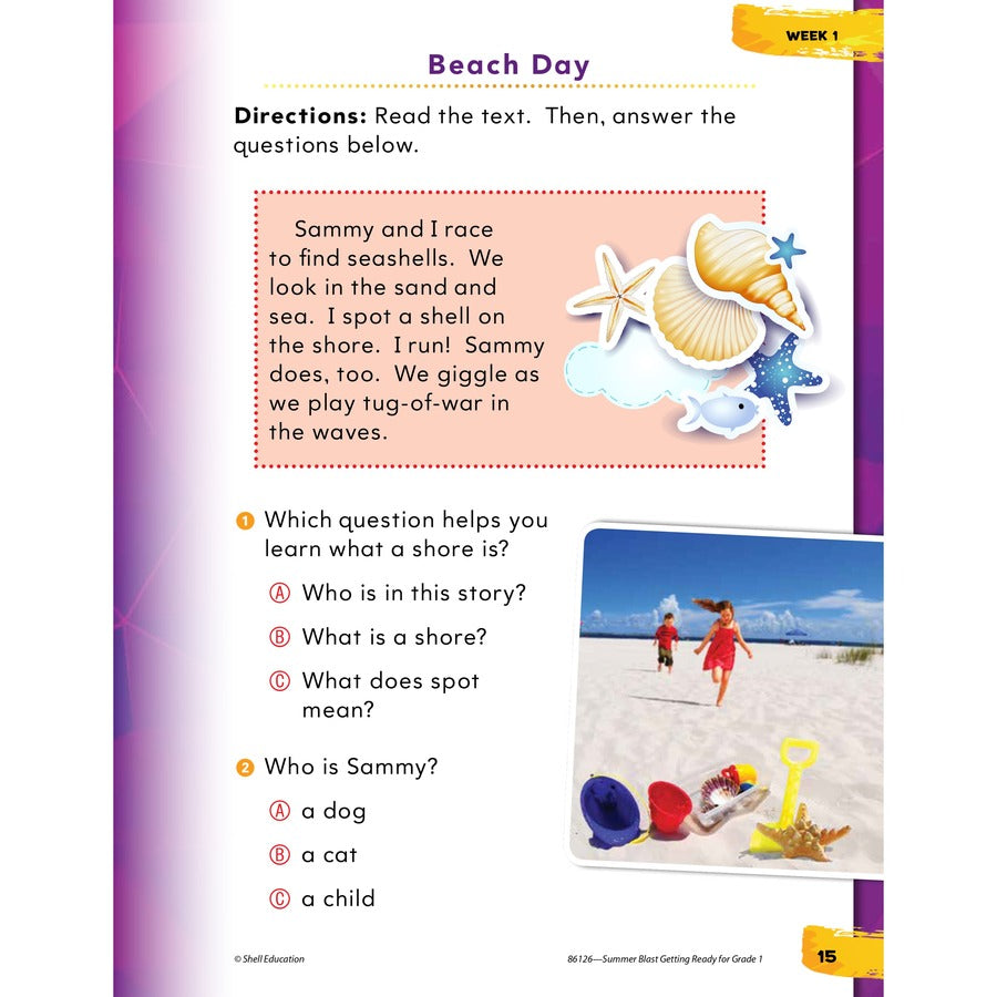 Shell Education Summer Blast Spanish Workbook Printed Book - Book - Grade K-1 - Spanish, English