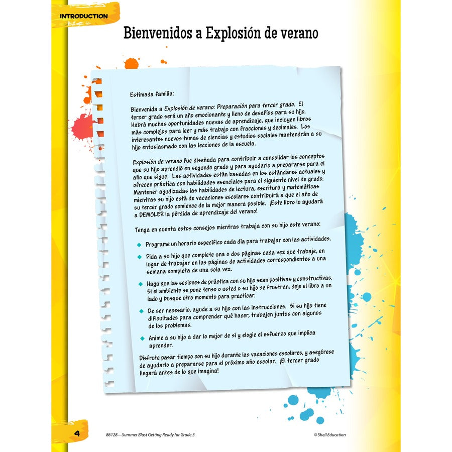 Shell Education Summer Blast Spanish Workbook Printed Book - Book - Grade 2-3 - Spanish, English