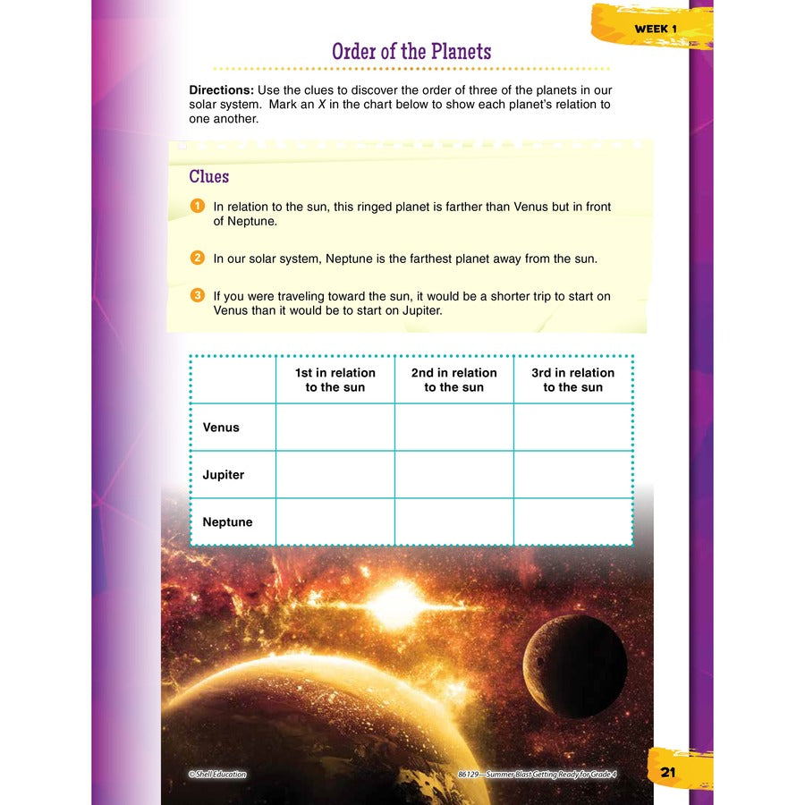 Shell Education Summer Blast Spanish Workbook Printed Book - Book - Grade 3-4 - Spanish, English