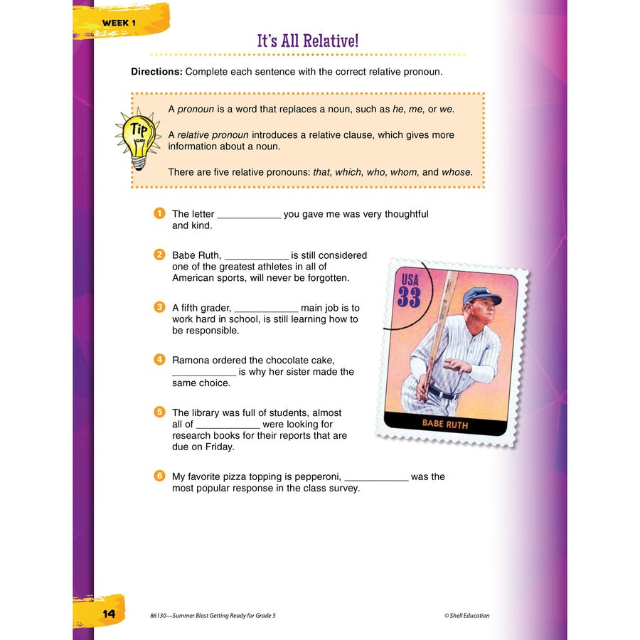 Shell Education Summer Blast Spanish Workbook Printed Book - Book - Grade 4-5 - Spanish, English