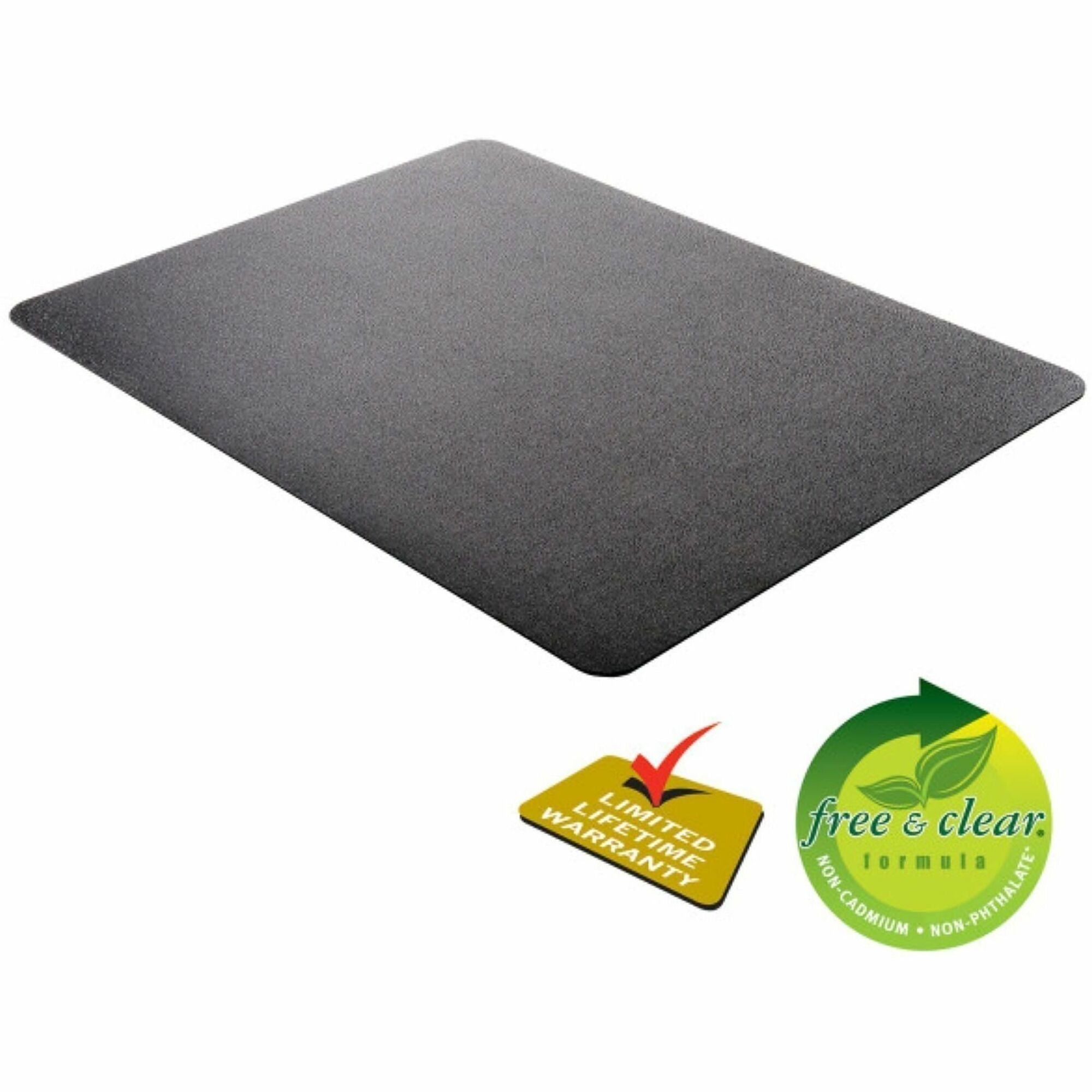 Medium Pile Carpet - 36" Width x 48" Depth x 0.060" Thickness - Rectangular - Vinyl - Black - 1 Each