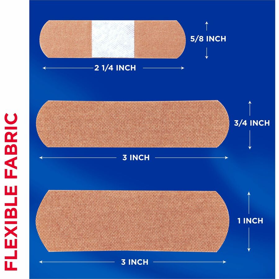 Band-Aid Flexible Fabric Adhesive Bandages - Assorted Sizes - Beige - Fabric - 100 / Box