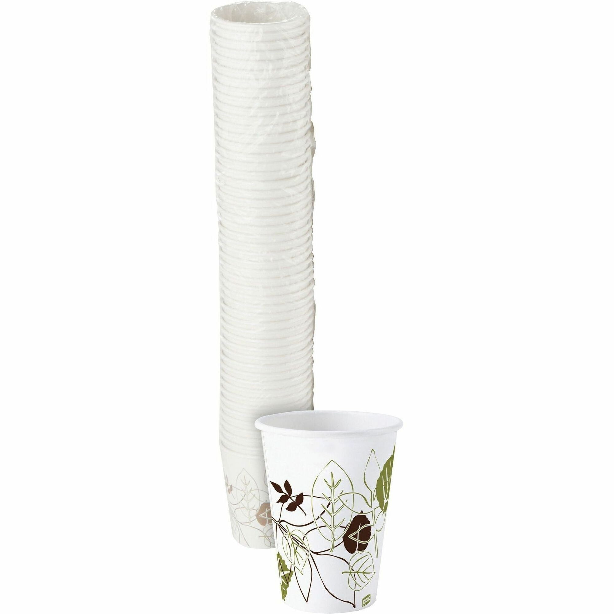 Dixie Pathways 10 oz Paper Hot Cups By GP Pro - 10 fl oz - White - Paper - Hot Drink - 50 / Pack