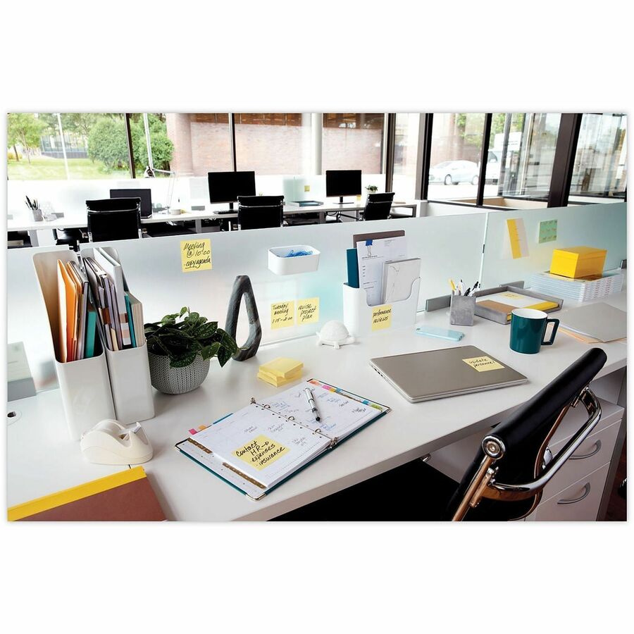 3" Flag/Note Width x 3" Flag/Note Length - Square - Canary Yellow - Paper - Super Sticky, Adhesive, Removable, Recyclable, Reusable - 24 Pad