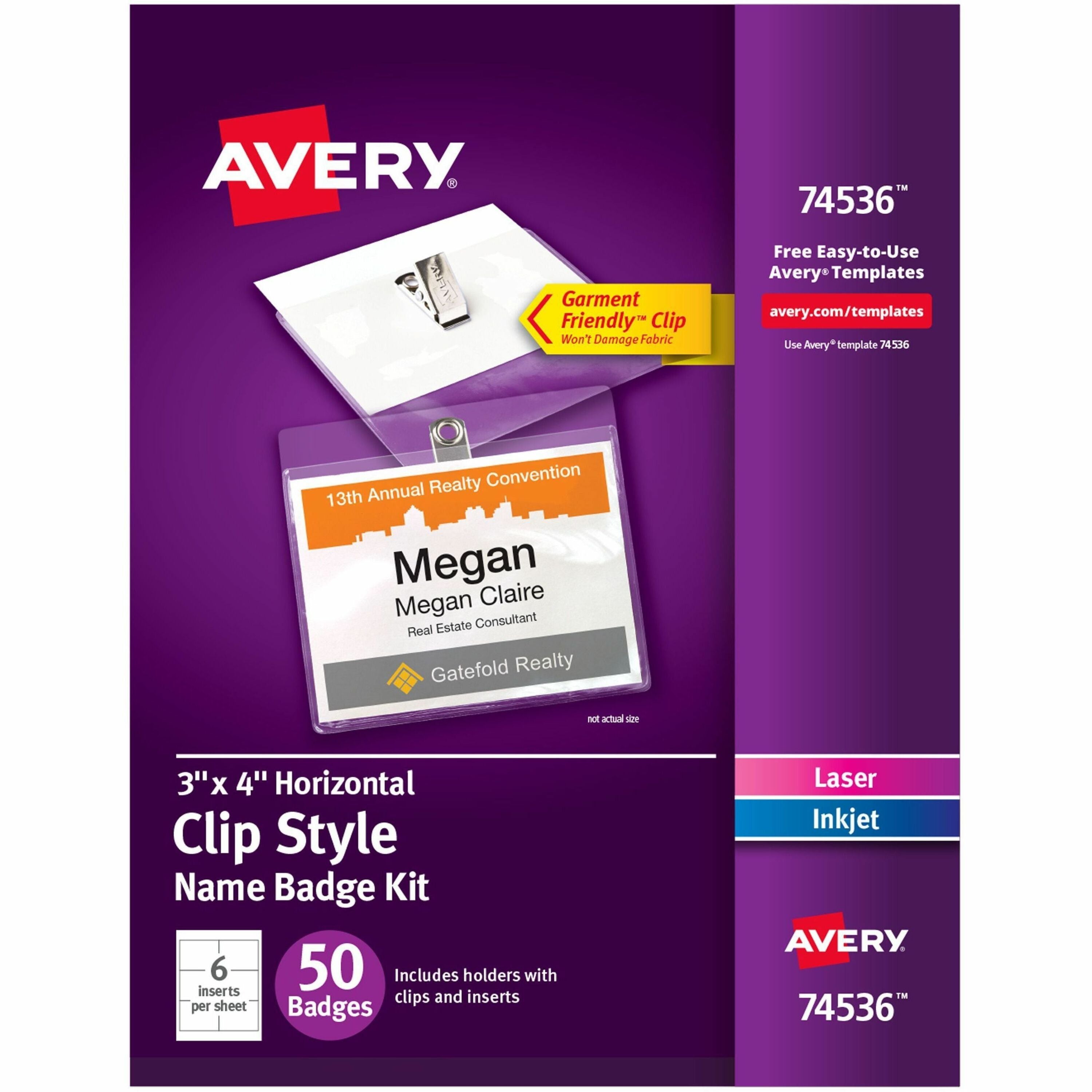 Avery&reg; Top-Loading Clip-Style Name Badges
