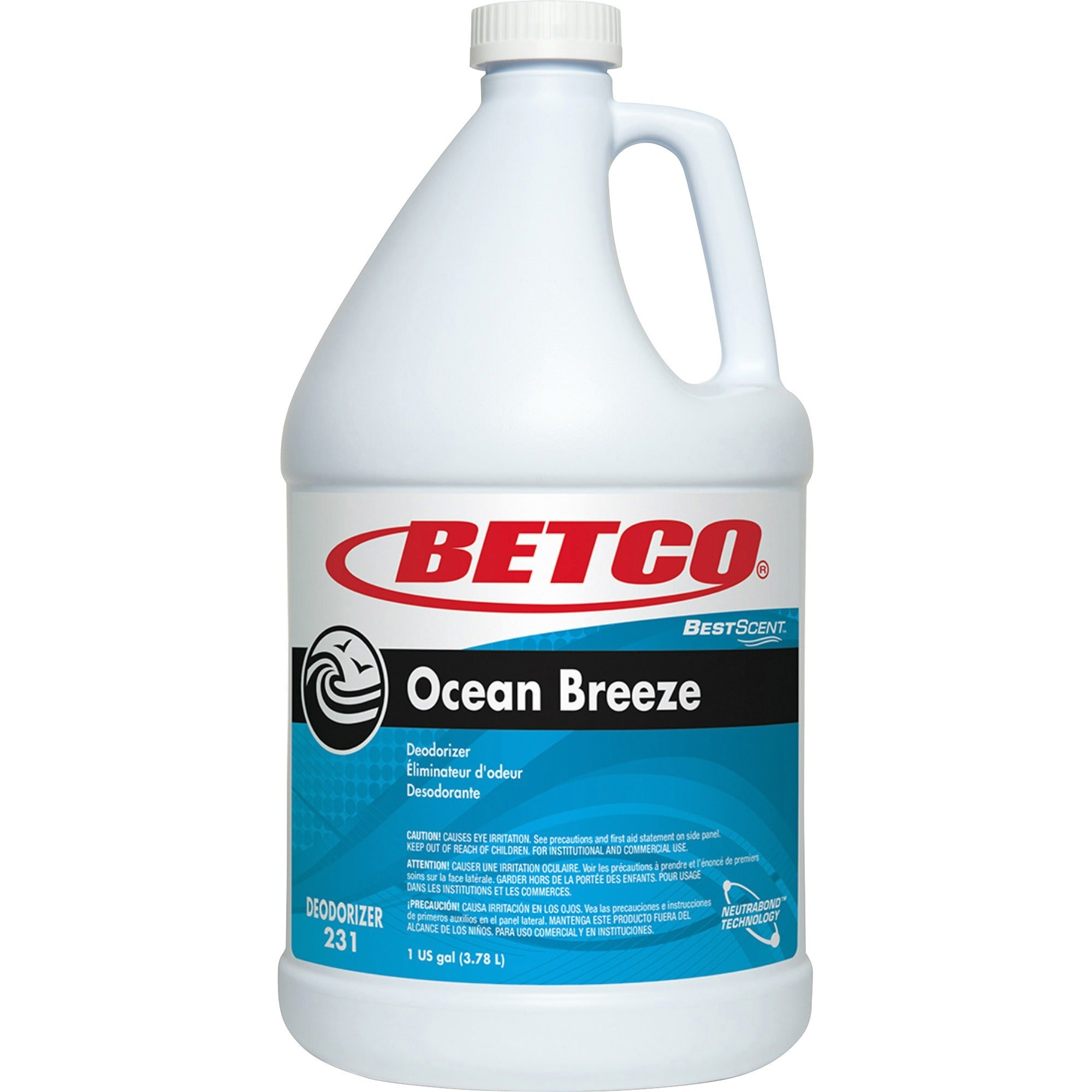 Betco Best Scent Ocean Breeze Deodorizer - Liquid - 1000 Sq. ft. - 128 fl oz (4 quart) - Ocean Breeze - VOC-free - 1 Each