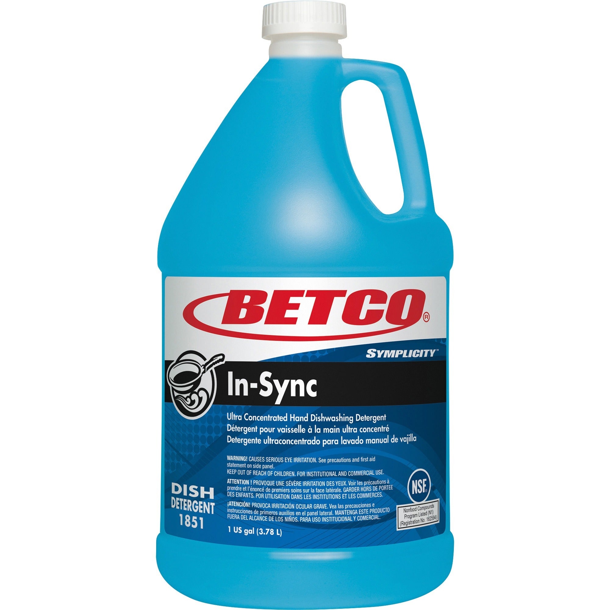Betco Simplicity In-Sync Dishwashing Liquid - Concentrate - 128 fl oz (4 quart) - Fresh Ozonic Scent - Blue - 1 Each