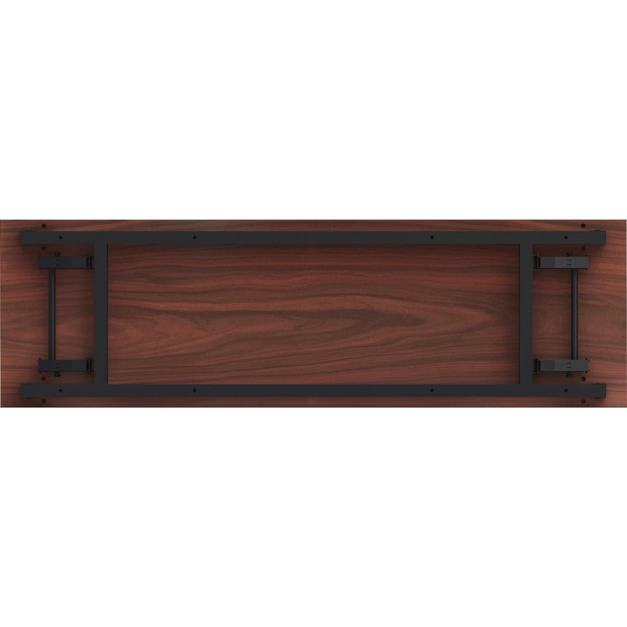 Lorell Folding Training Table - Melamine Top - 60" Table Top Width x 18" Table Top Depth x 1" Table Top Thickness - 30" Height - Assembly Required - Mahogany - Particleboard Top Material - 1 Each