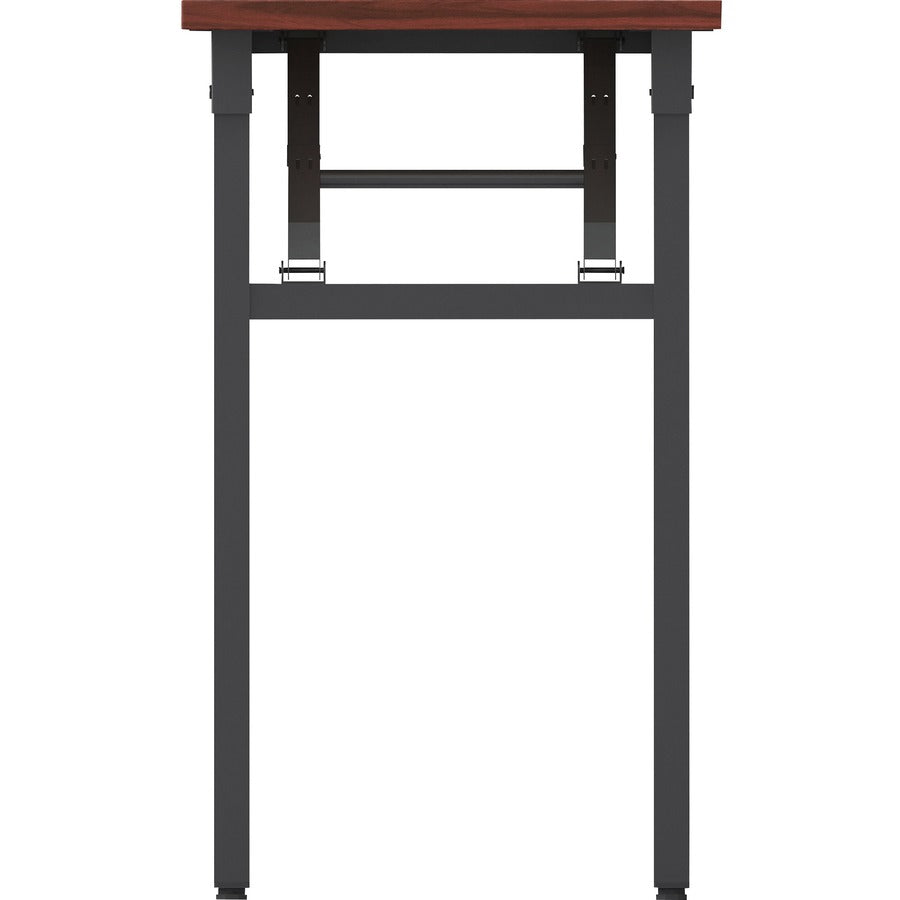 Lorell Folding Training Table - Melamine Top - 60" Table Top Width x 18" Table Top Depth x 1" Table Top Thickness - 30" Height - Assembly Required - Mahogany - Particleboard Top Material - 1 Each
