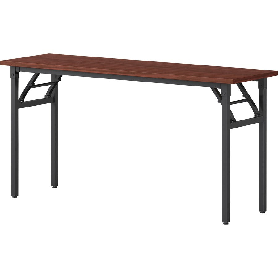 Lorell Folding Training Table - Melamine Top - 60" Table Top Width x 18" Table Top Depth x 1" Table Top Thickness - 30" Height - Assembly Required - Mahogany - Particleboard Top Material - 1 Each