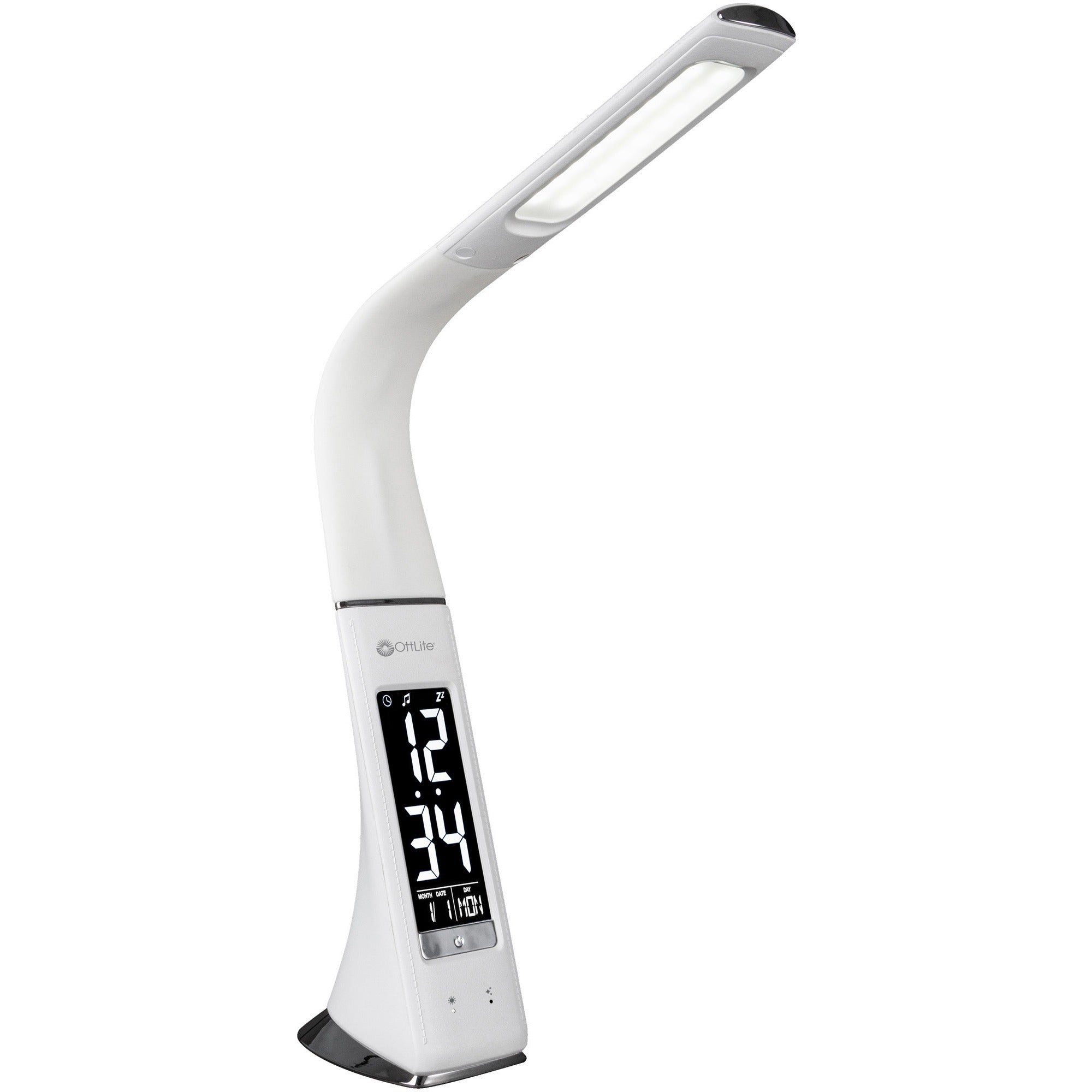 10" Height x 2.6" Width - LED Bulb - USB Charging, Flexible Neck, Clock, Sanitizing - Desk Mountable - White - for Furniture, Desk, Office, Home, Dorm