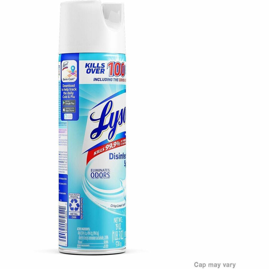 For Multi Surface - Ready-To-Use - Spray, Aerosol - 19 fl oz (0.6 quart) - Crisp Linen Scent - Recommended For: Bacteria Remover - Easy to Use, Antibacterial, Antimicrobial, Disinfectant, No-rinse, Phenol-free - Clear - 1 Each