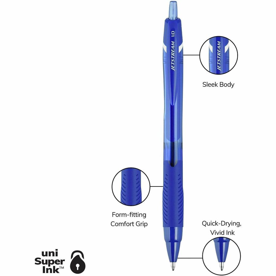 uniball™ Jetstream Elements Ballpoint Pen - 1 mm Medium Pen Point - Blue Ink - Gel-based - 1 Dozen
