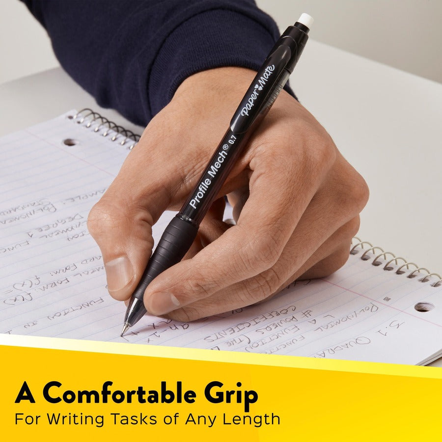 Paper Mate Profile Mechanical Pencils - 0.7 mm Black Lead - Refillable - Black Barrel - 1 Dozen