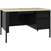 Lorell Fortress Series 48" Right-Pedestal Teachers Desk - 30" Height x 48" Width x 29.5" Depth, 0.8" Height Modesty Panel - Single Pedestal on Right Side - T-mold Edge - Material: Steel - Finish: Black - 1 Each