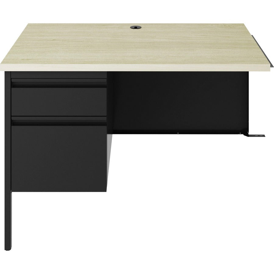Lorell Fortress Series Left-Pedestal Return - 24" Height x 42" Width x 29.5" Depth, 0.8" Height Modesty Panel, x 1.1" Thickness Top - Single Pedestal on Left Side - Square Edge - Material: Steel - Finish: Black - 1 Each