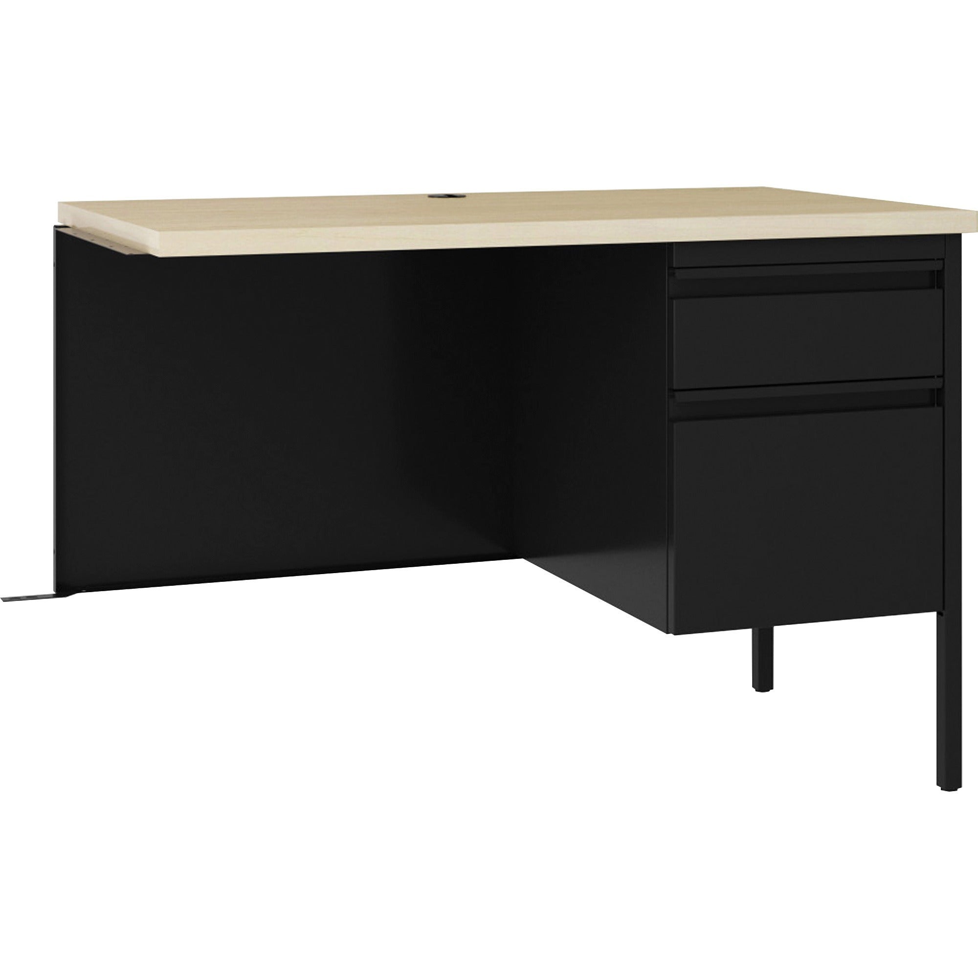 Lorell Fortress Series Right-pedestal Return - 24" Height x 42" Width x 29.5" Depth, 0.8" Height Modesty Panel, x 1.1" Thickness Top - Single Pedestal on Right Side - Square Edge - Material: Steel - Finish: Black - 1 Each