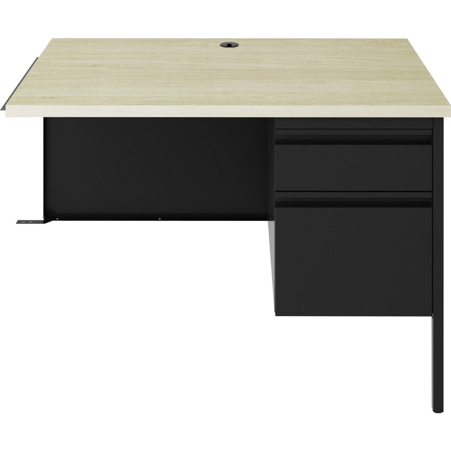 Lorell Fortress Series Right-pedestal Return - 24" Height x 42" Width x 29.5" Depth, 0.8" Height Modesty Panel, x 1.1" Thickness Top - Single Pedestal on Right Side - Square Edge - Material: Steel - Finish: Black - 1 Each