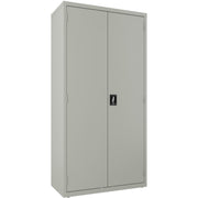 Lorell Wardrobe Storage Cabinet - 36" Width x 18" Depth x 72" Height - 2 x Shelf(ves) - Durable, Welded, Recessed Handle, Removable Lock, Locking System, Adjustable Shelf - Light Gray - Steel - Recycled