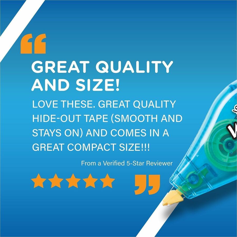 0.20" Tape Width x 16.40 ft Tape Length - 1 Line(s) - Translucent Dispenser - Smooth, Compact, Ambidextrous, Easy to Use, Non-refillable, Tear Resistant - White - 1 Pack - TAA Compliant
