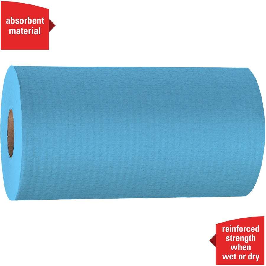 Wypall General Clean X60 Multi-Task Cleaning Cloths - 12.20" Length x 9.80" Width - Absorbent, Reinforced, Strong, Perforated, Durable, Reusable, Residue-free, Sturdy - Blue - 130/Roll - 1 Carton