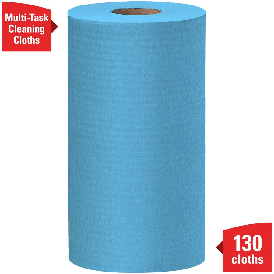 Wypall General Clean X60 Multi-Task Cleaning Cloths - 12.20" Length x 9.80" Width - Absorbent, Reinforced, Strong, Perforated, Durable, Reusable, Residue-free, Sturdy - Blue - 130/Roll - 1 Carton