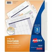 Avery&reg; Big Tab Insertable Plastic Dividers - 5 x Divider(s) - 5 - 5 Tab(s)/Set - 8.5" Divider Width x 11" Divider Length - 3 Hole Punched - Clear Plastic Divider - Clear Plastic Tab(s) - 1 Set