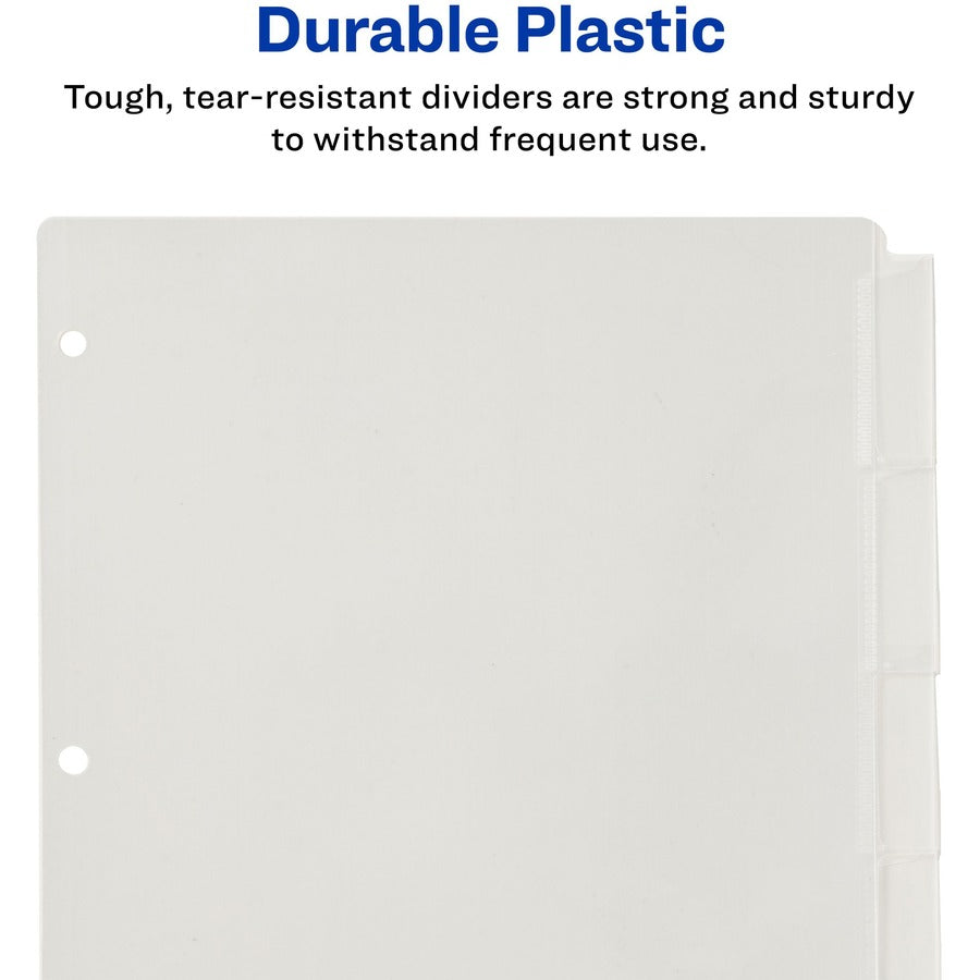 Avery&reg; Big Tab Insertable Plastic Dividers - 5 x Divider(s) - 5 - 5 Tab(s)/Set - 8.5" Divider Width x 11" Divider Length - 3 Hole Punched - Clear Plastic Divider - Clear Plastic Tab(s) - 1 Set