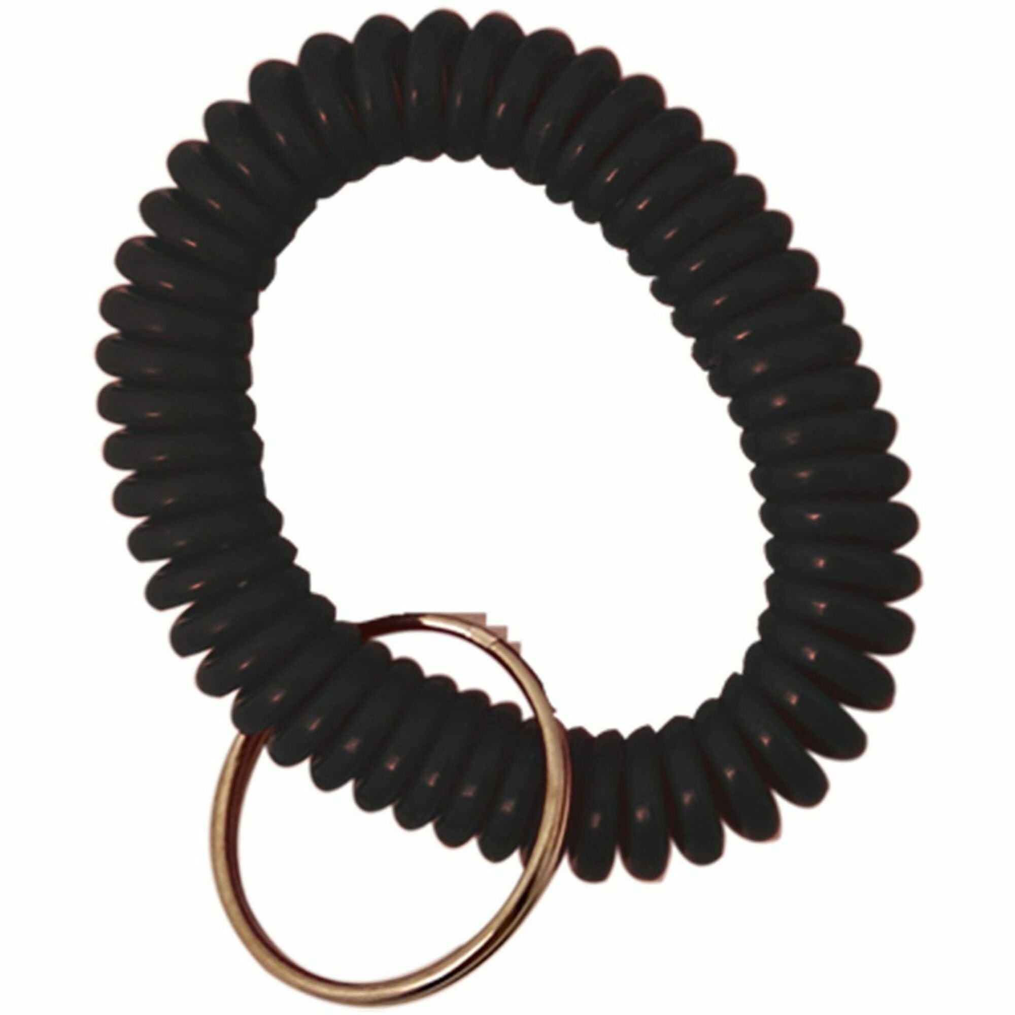 Sparco Split Ring Wrist Coil Key Holders - 2.1" Height x 2.1" Width x 2.4" Length - Black - 1 Pack