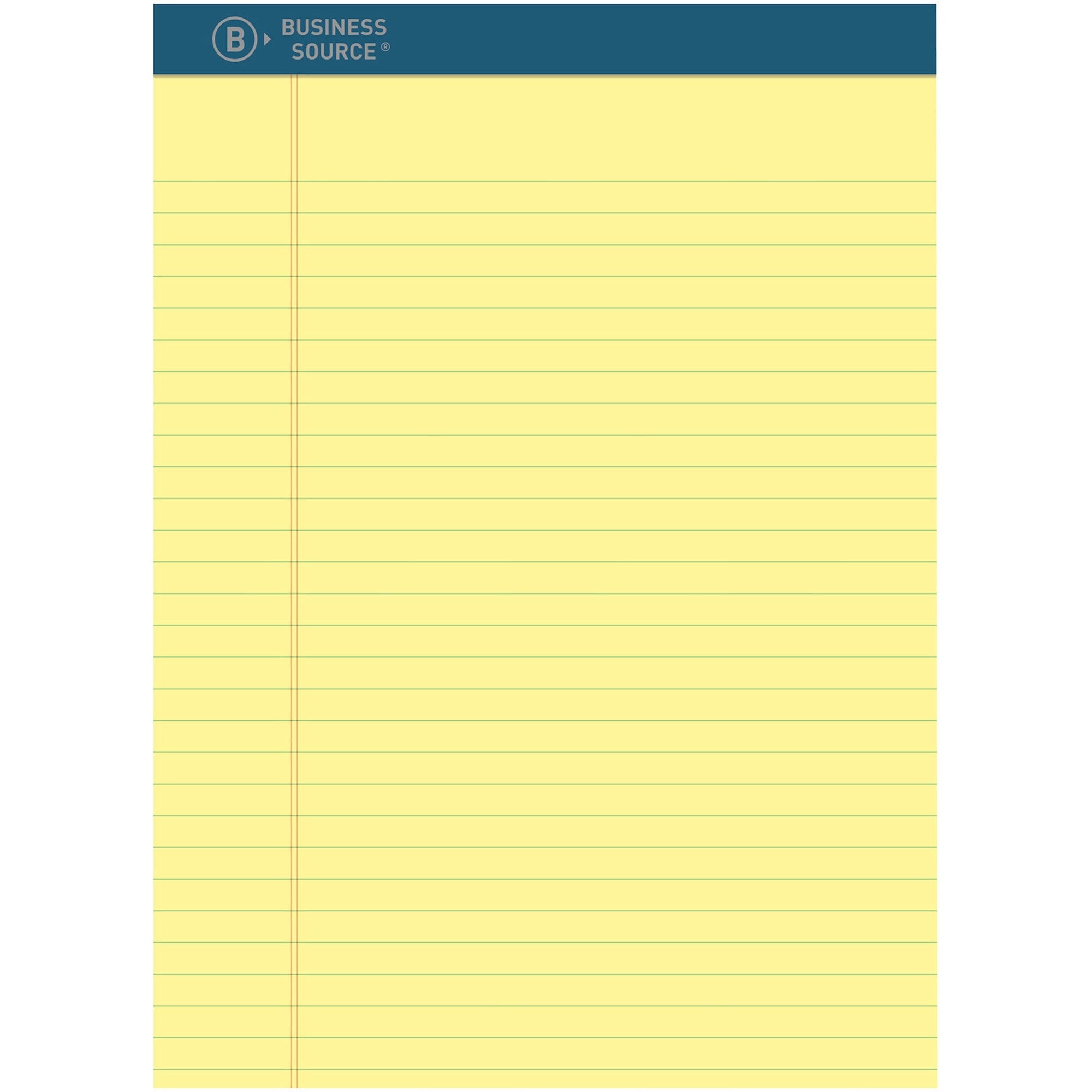Business Source Premium Writing Pad - 50 Sheets - 0.20" Height x 8.5" Width x 11.8" Length - Tear Proof, Sturdy Back, Bleed-free - 1 Dozen