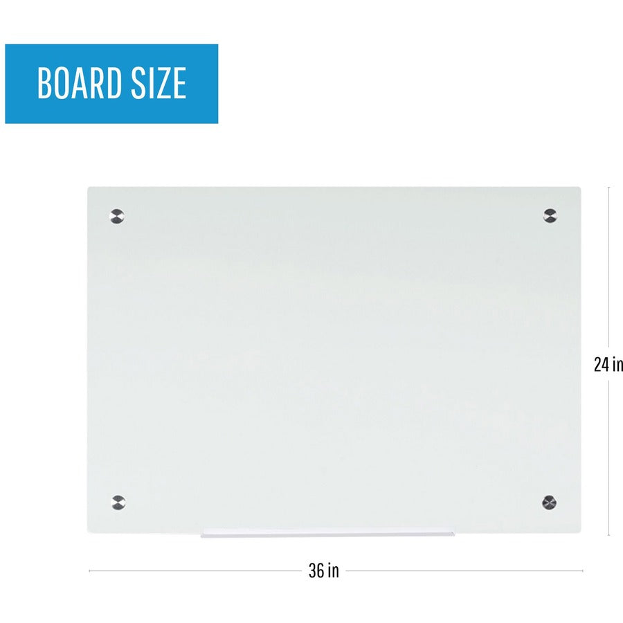 MasterVision Dry-Erase Glass Board - 24" (2 ft) Width x 36" (3 ft) Height - White Tempered Glass Surface - Rectangle - Horizontal/Vertical - 1 Each